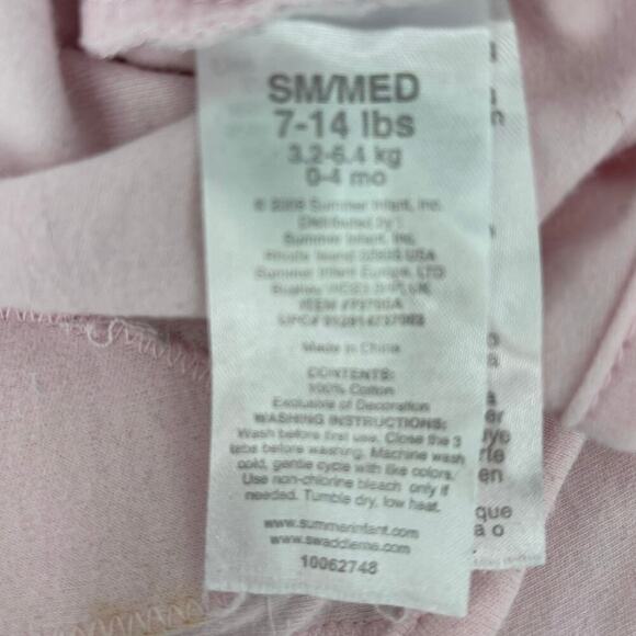 Swaddle Me Summer Sleep Sacks Lot 2 Cotton Pink Baby Size 0-4 Months - Picture 5 of 7
